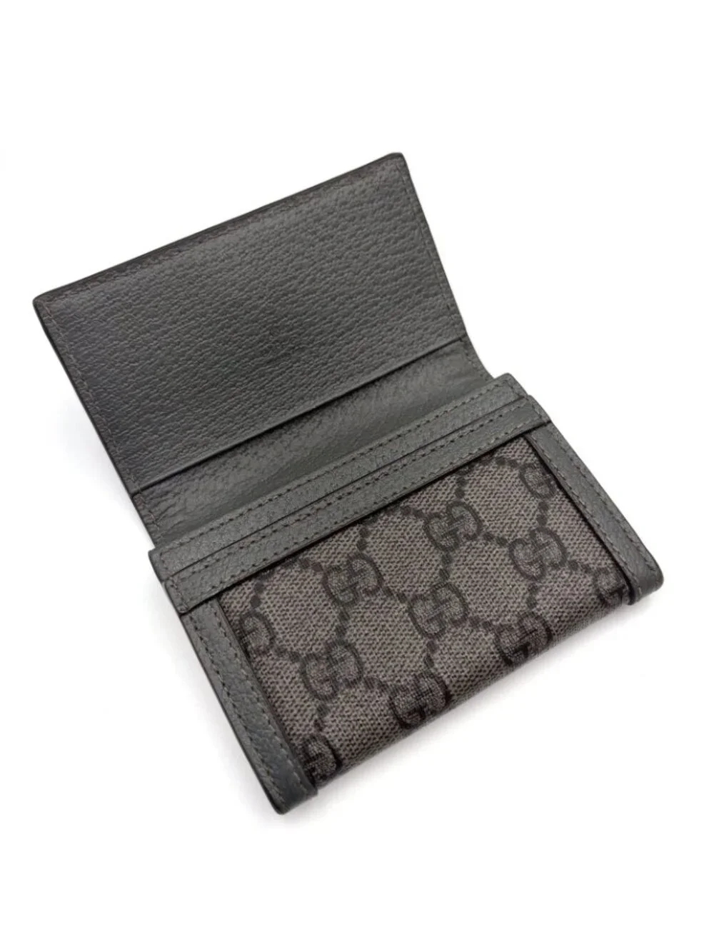 Gucci Ophidia GG Supreme Bifold Business Card Holder Leather Gray Case Silver - Picture 6 of 12